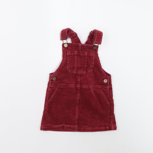 NEXT Girls Red  Corduroy Pinafore/Dungaree Dress  Size 3 Years