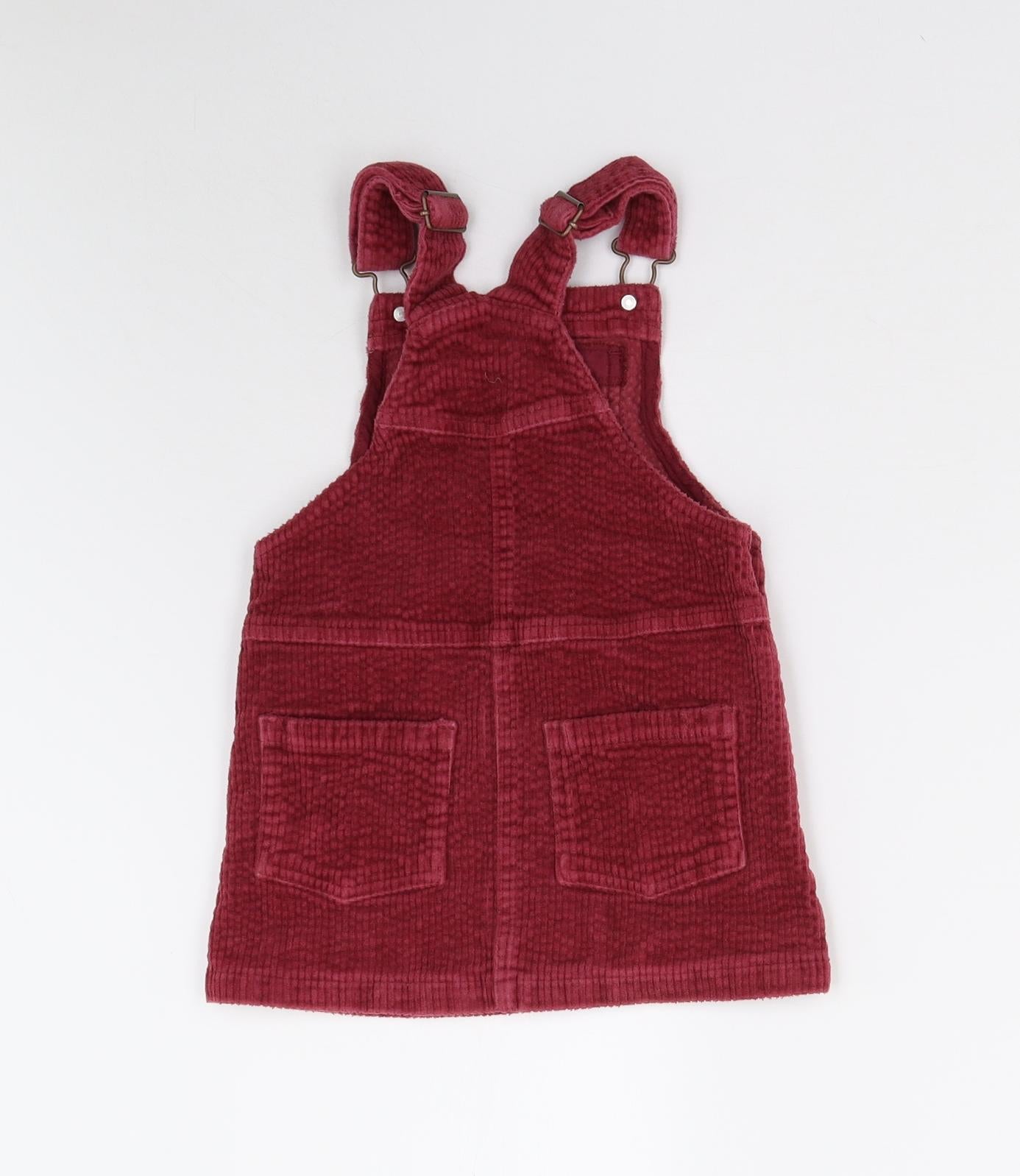 NEXT Girls Red  Corduroy Pinafore/Dungaree Dress  Size 3 Years