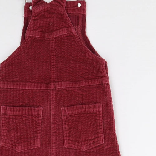 NEXT Girls Red  Corduroy Pinafore/Dungaree Dress  Size 3 Years