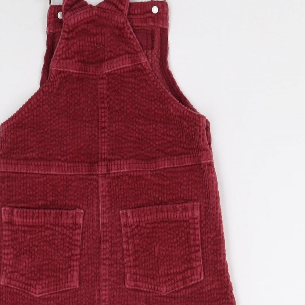 NEXT Girls Red  Corduroy Pinafore/Dungaree Dress  Size 3 Years