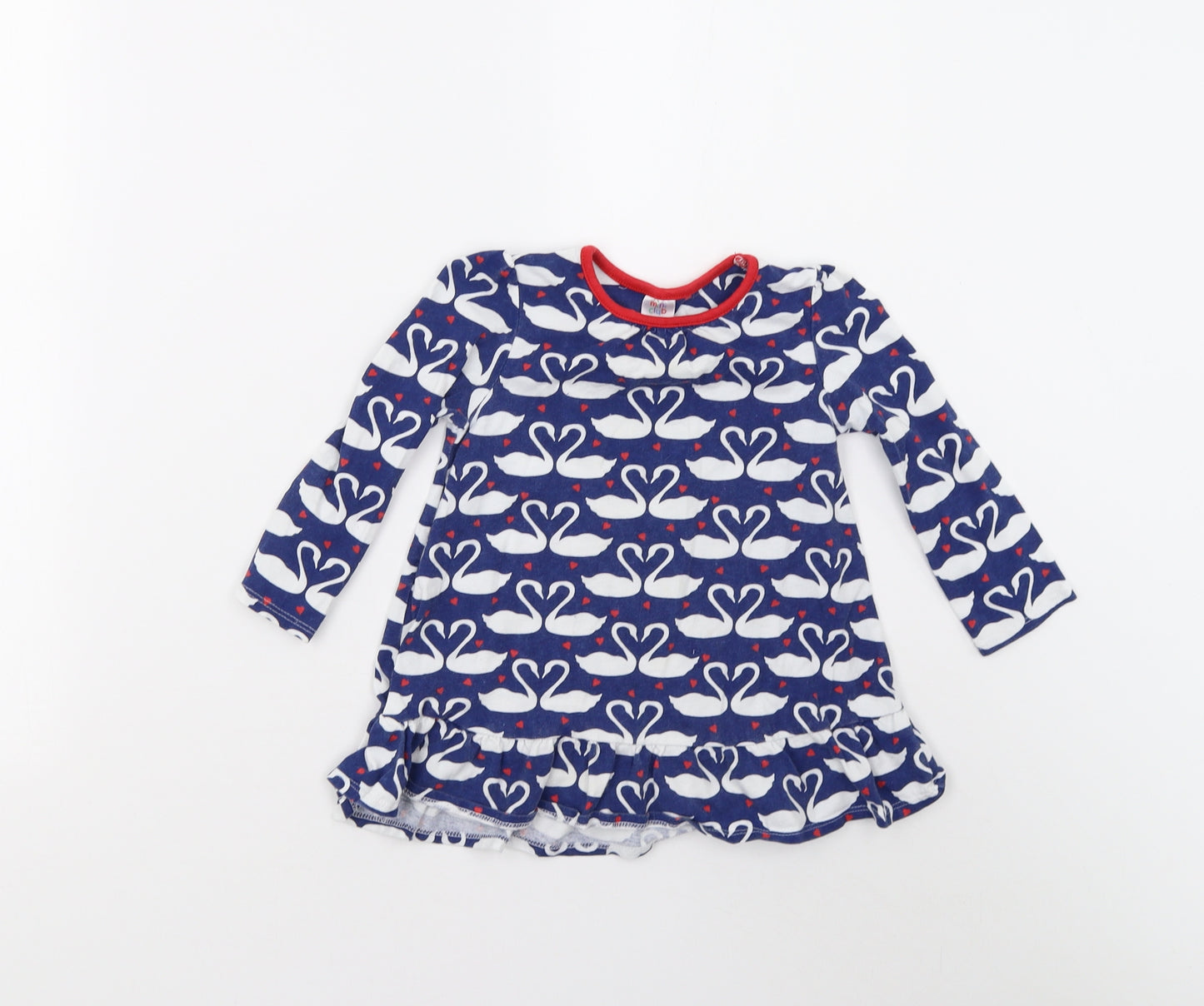 Mini Club Girls Blue   T-Shirt Dress  Size 18-24 Months  - Swans