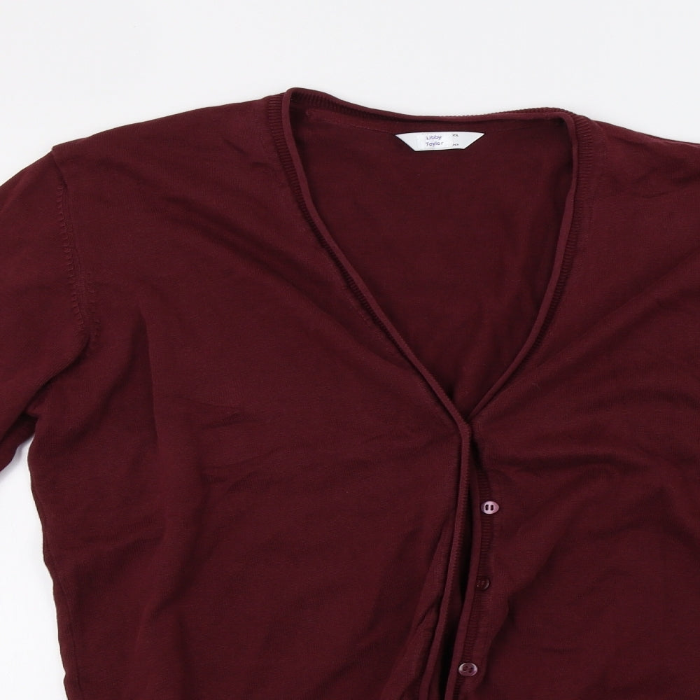 M&S School Womens Red  Knit Cardigan Jumper Size M  - Sixth Form
