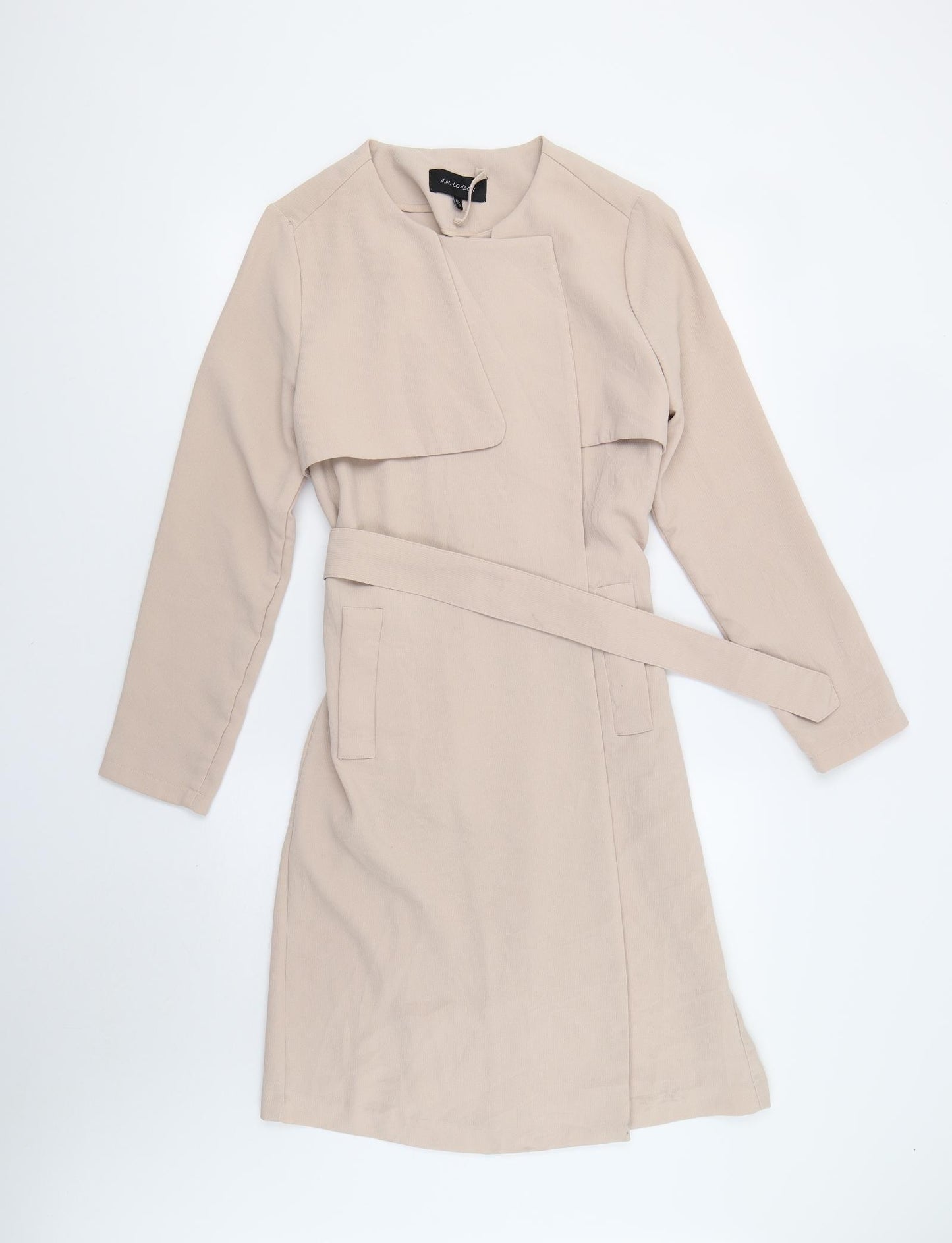 A.M. London Womens Beige   Trench Coat Jacket Size 10