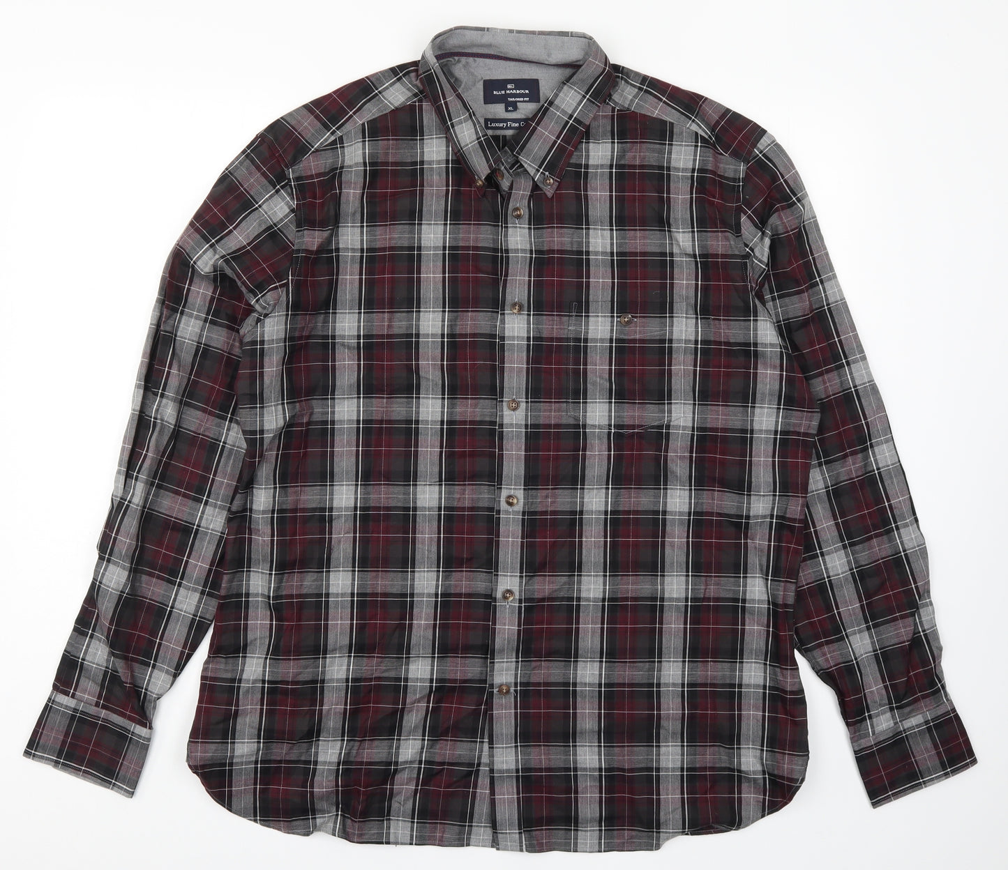 Blue Harbour Mens Red Check   Button-Up Size XL