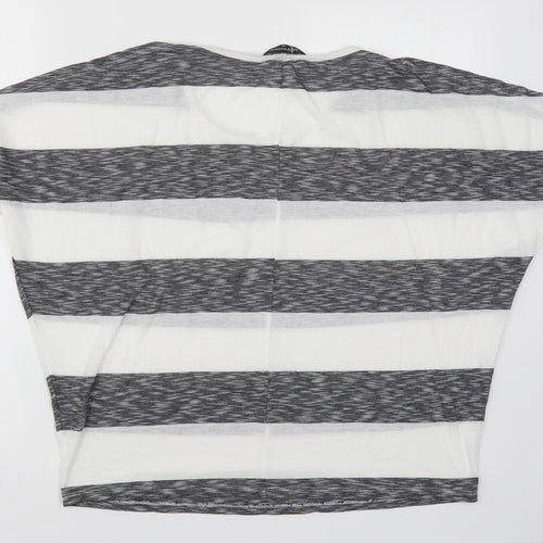 International Womens Grey Striped  Basic T-Shirt Size 10