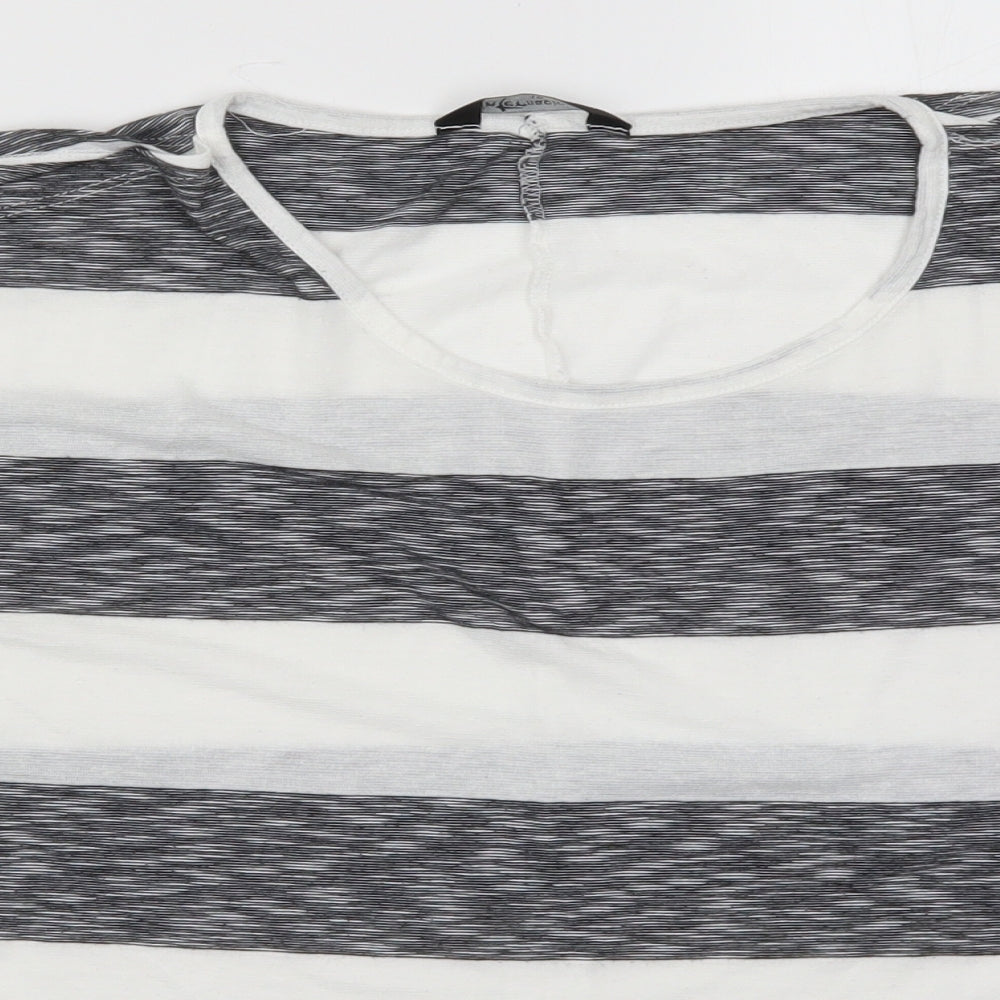 International Womens Grey Striped  Basic T-Shirt Size 10