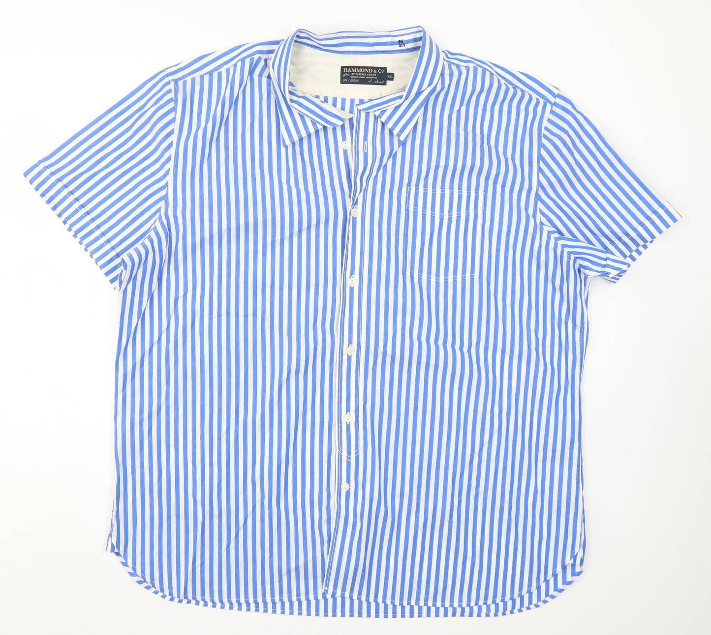 Hammond & Co Mens Blue Striped   Button-Up Size 2XL