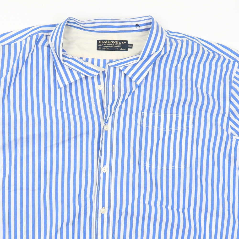 Hammond & Co Mens Blue Striped   Button-Up Size 2XL