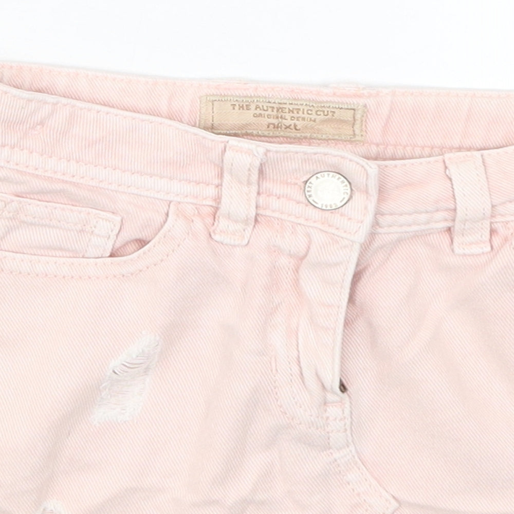 NEXT Girls Pink  Denim A-Line Skirt Size 6 Years - Distressed Look