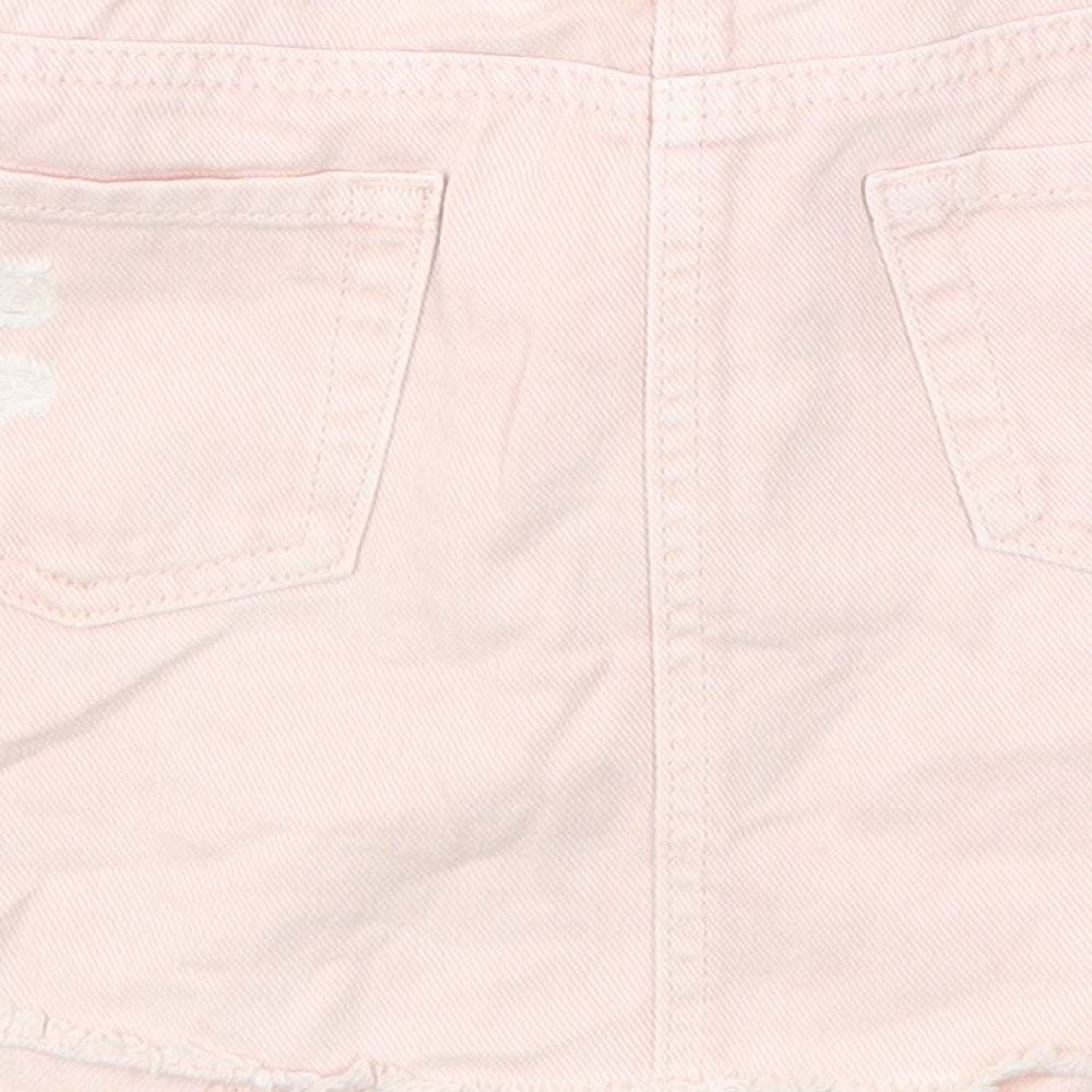 NEXT Girls Pink  Denim A-Line Skirt Size 6 Years - Distressed Look