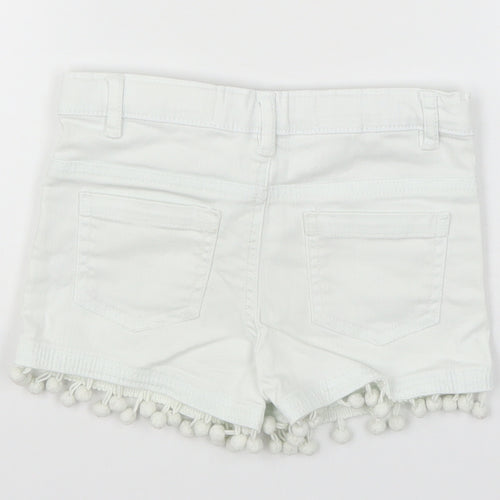 Denim Co Girls White  Denim Cut-Off Shorts Size 5-6 Years - Pom Pom