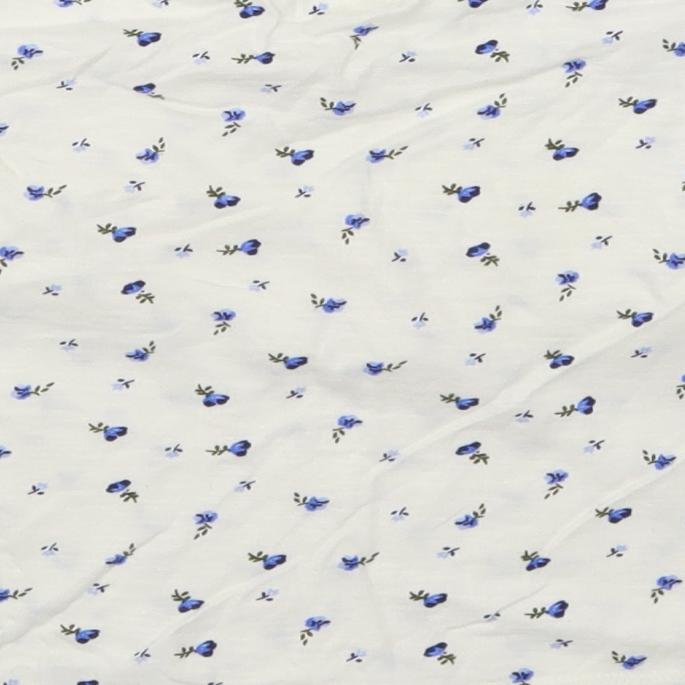 NEXT Girls White Floral  Basic T-Shirt Size 6 Years  - Blue Flowers