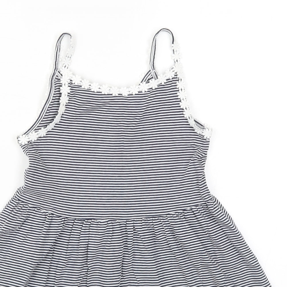 NEXT Girls Blue Striped  Skater Dress  Size 7 Years