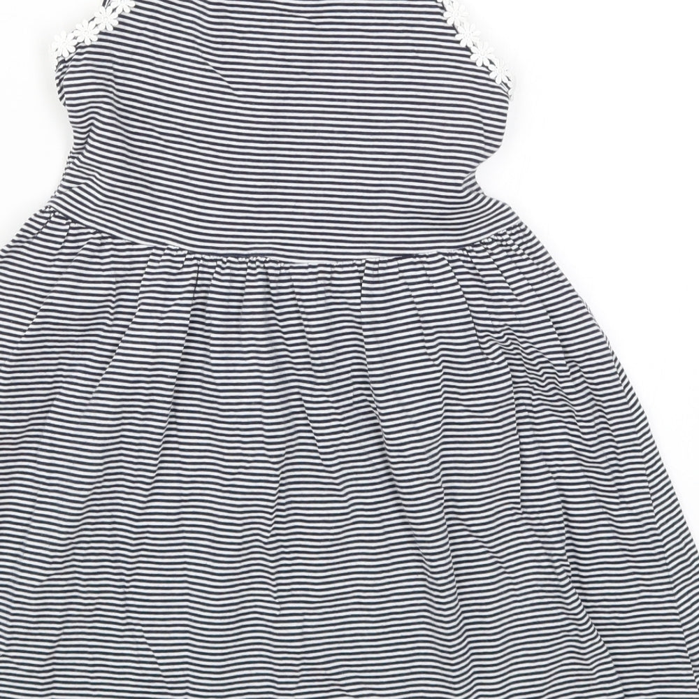 NEXT Girls Blue Striped  Skater Dress  Size 7 Years