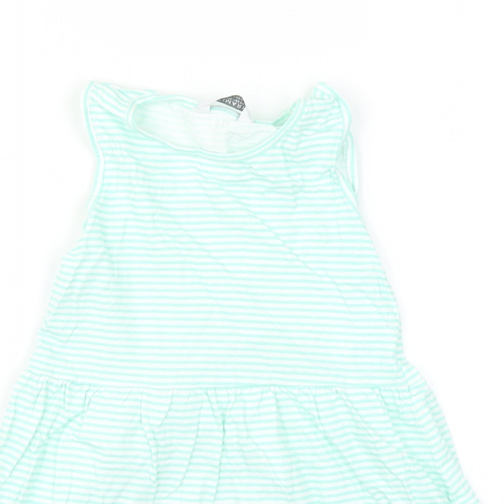 Primark Girls Green Striped  A-Line  Size 6-7 Years