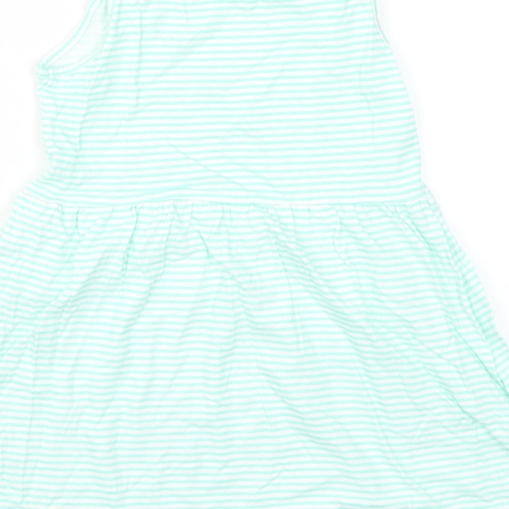 Primark Girls Green Striped  A-Line  Size 6-7 Years