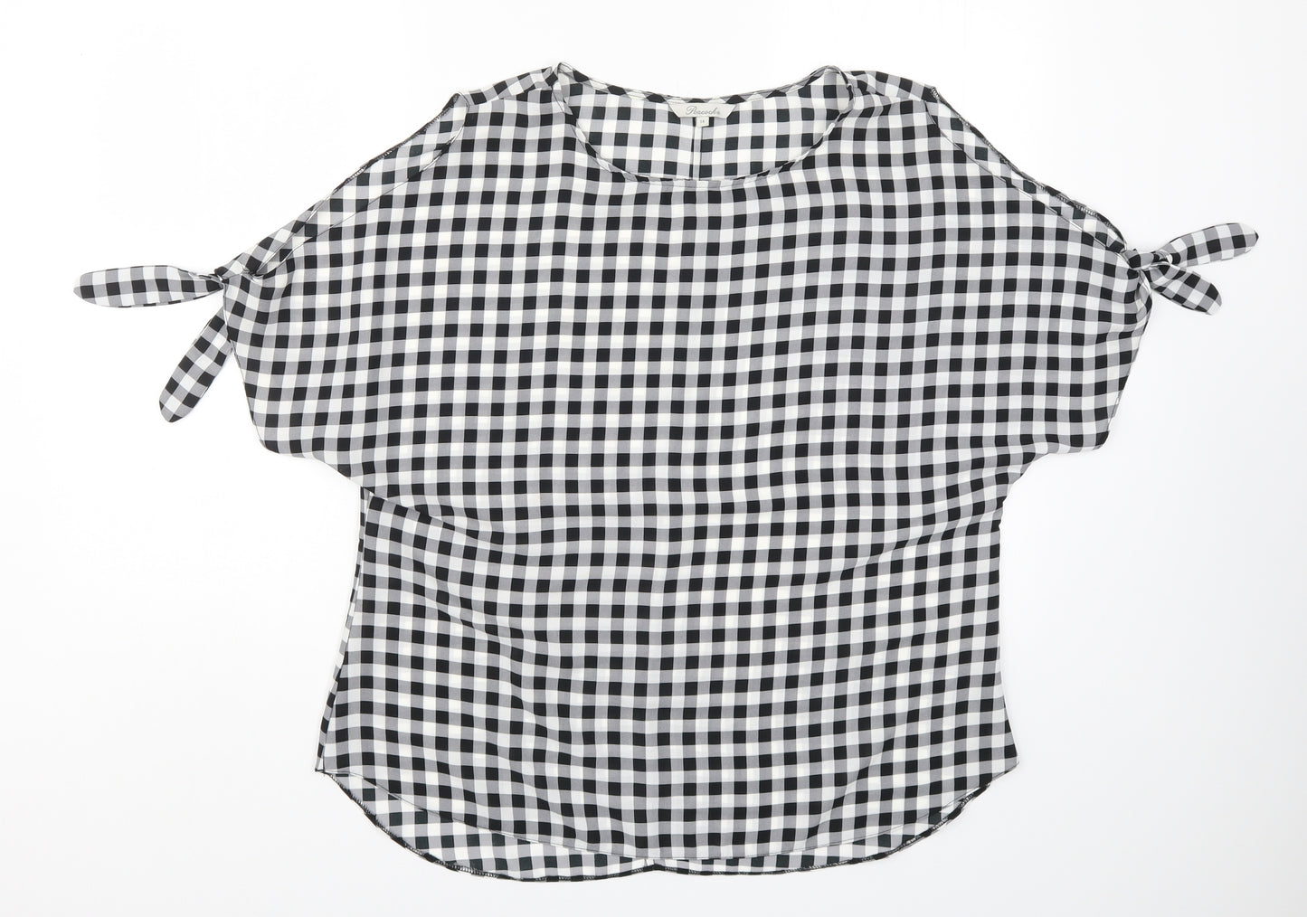 Peacocks Womens Grey Check  Basic T-Shirt Size 14