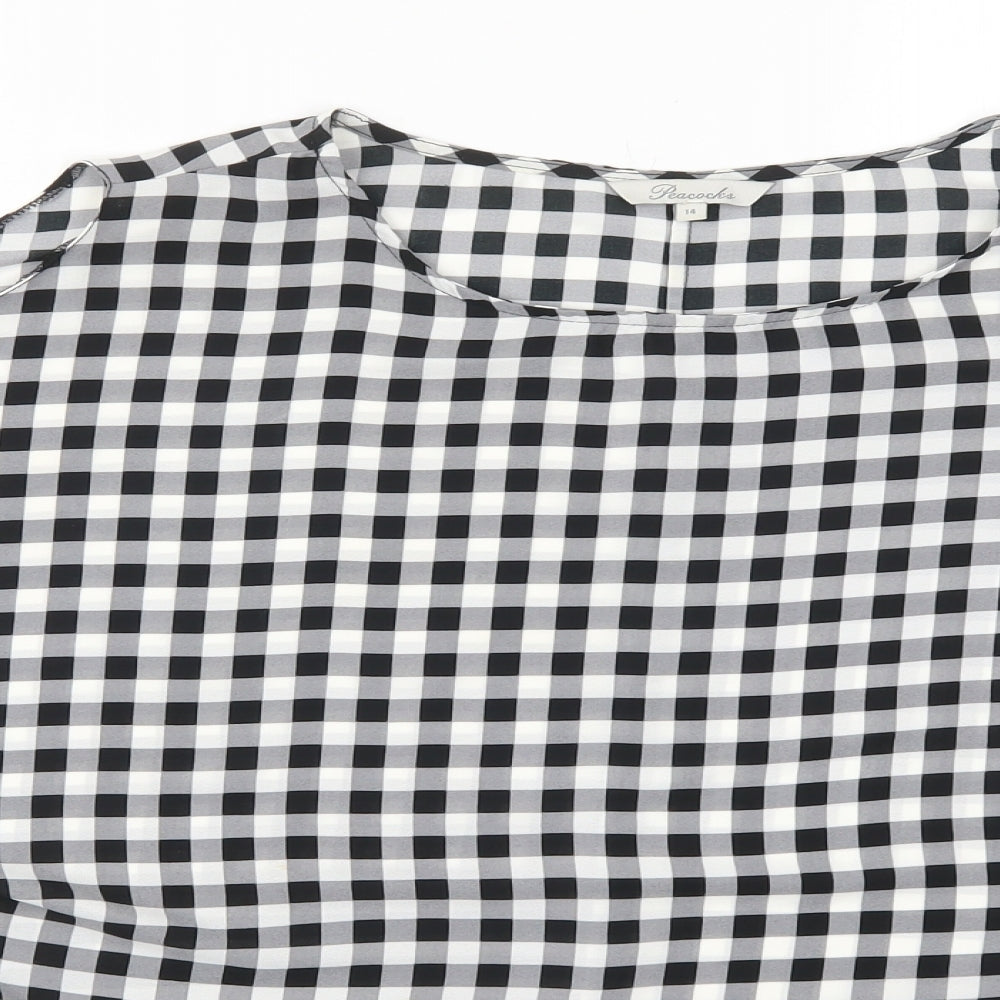 Peacocks Womens Grey Check  Basic T-Shirt Size 14