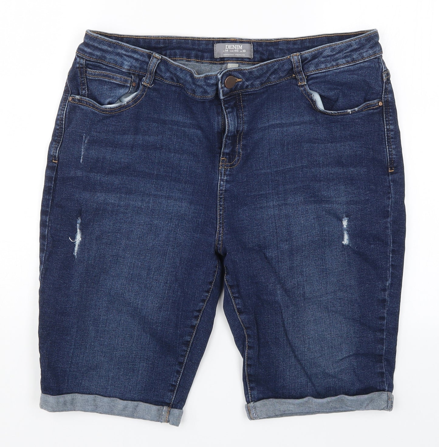Dorothy Perkins Womens Blue  Denim Bermuda Shorts Size 18