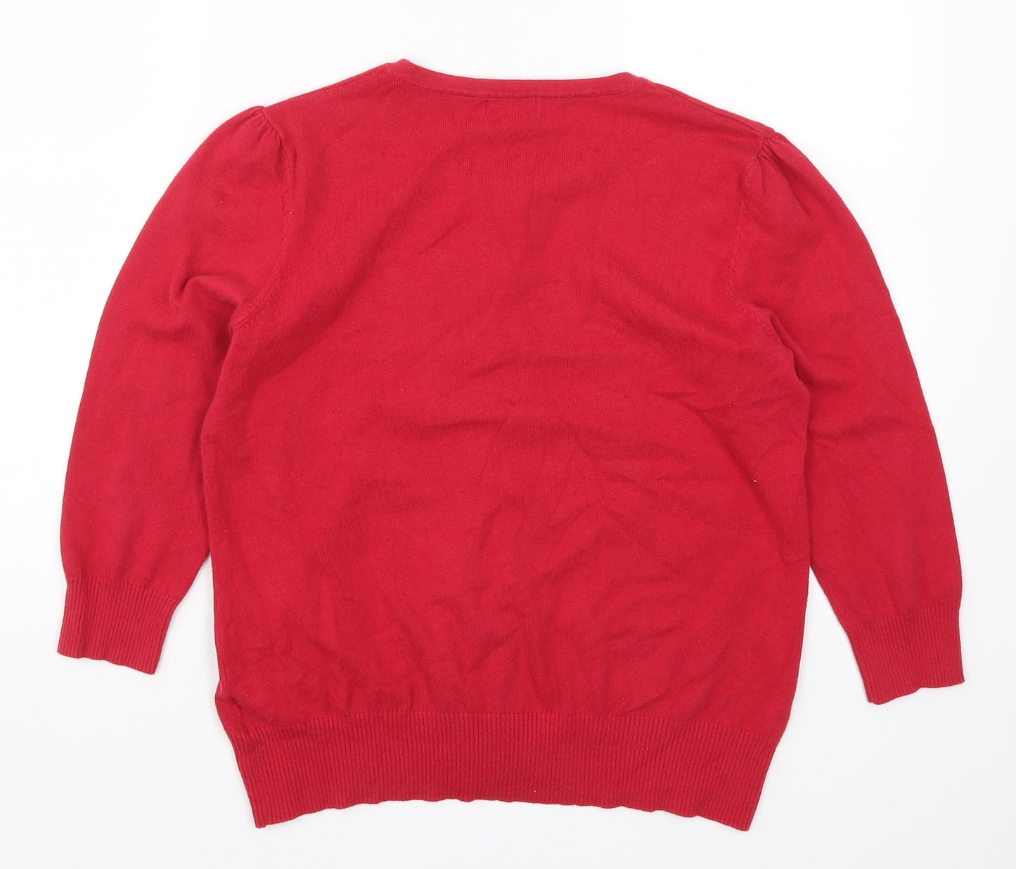 F&F Womens Red  Knit Cardigan Jumper Size 14