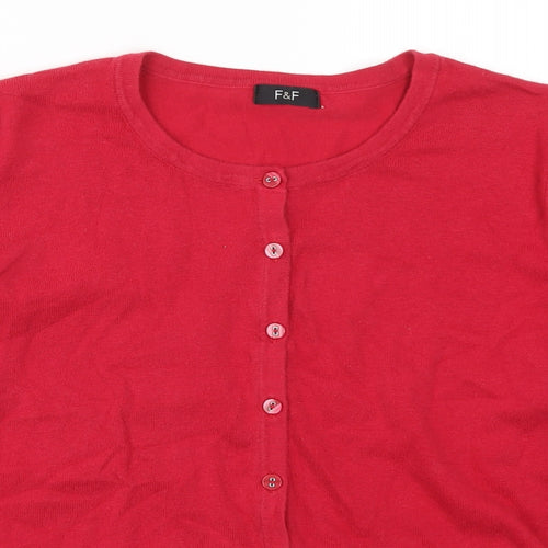F&F Womens Red  Knit Cardigan Jumper Size 14