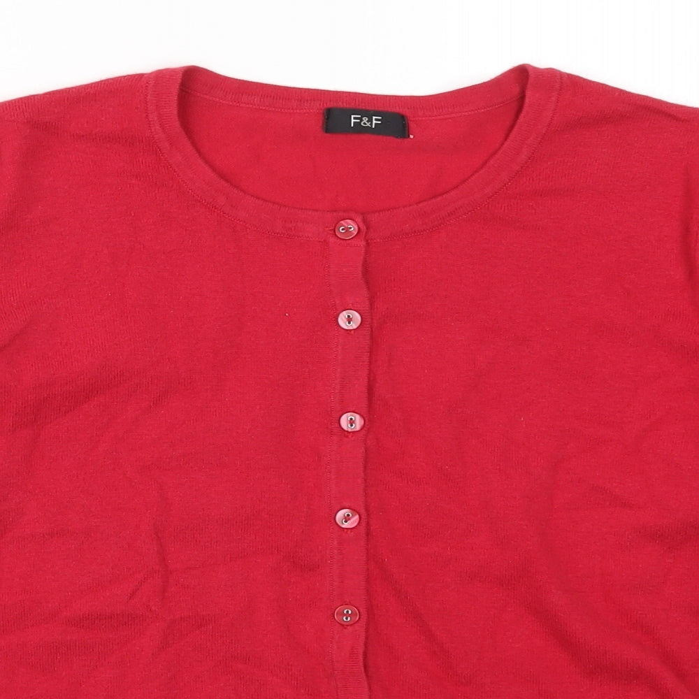 F&F Womens Red  Knit Cardigan Jumper Size 14