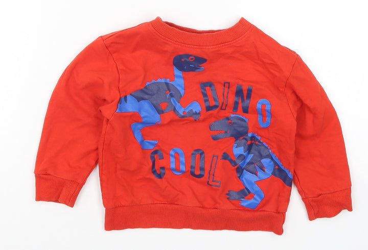Studio Boys Red   Basic T-Shirt Size 12-18 Months  - Dino Cool