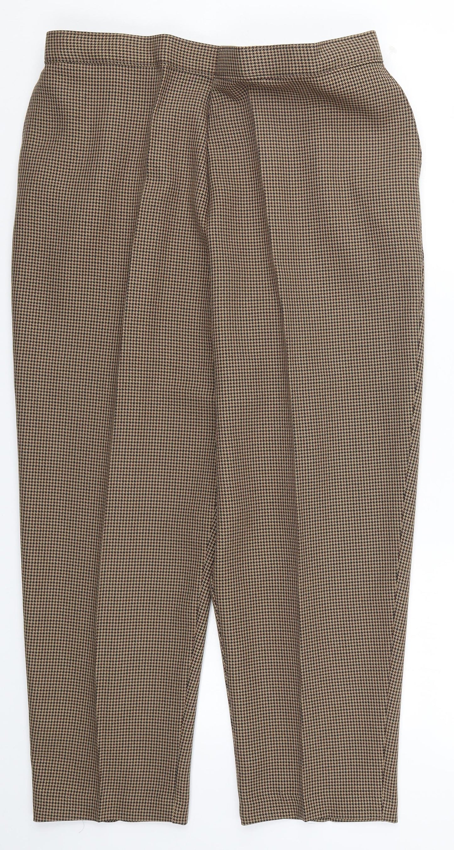 Saira Womens Brown Houndstooth  Trousers  Size 22 L24 in