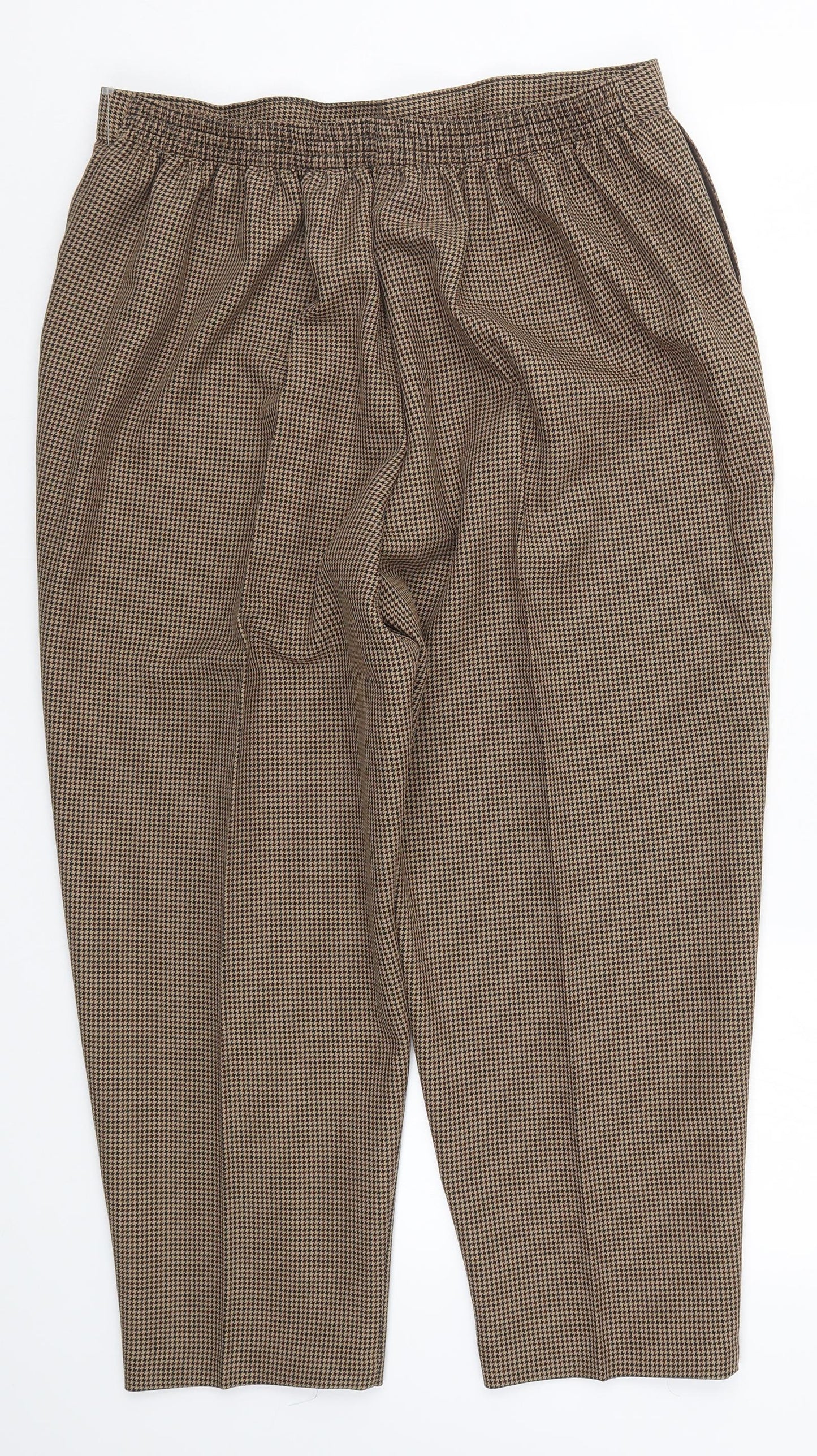 Saira Womens Brown Houndstooth  Trousers  Size 22 L24 in