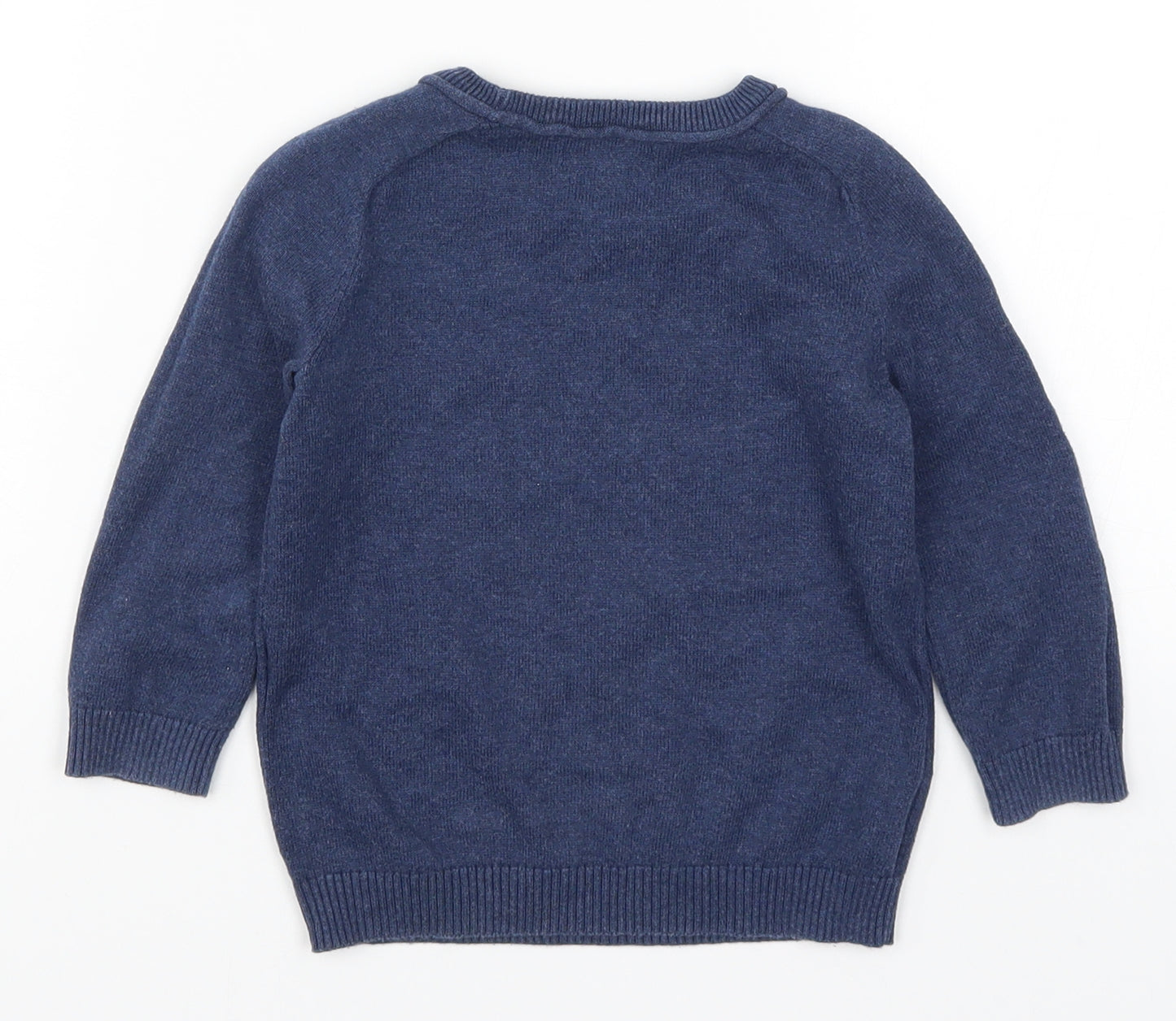 Blue Zoo Boys Blue  Knit Pullover Jumper Size 2-3 Years  - Robot Rocket Ship