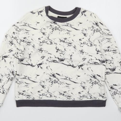 Topshop Womens White   Pullover Sweatshirt Size 6  - Grey Marble Print