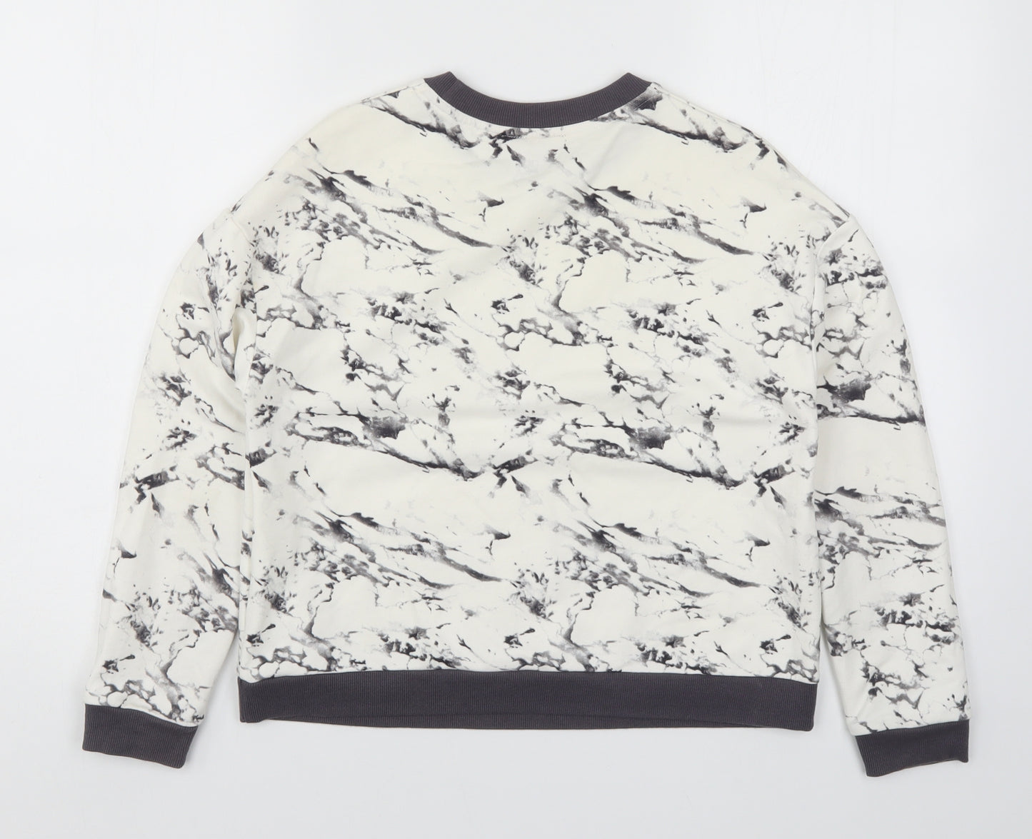 Topshop Womens White   Pullover Sweatshirt Size 6  - Grey Marble Print