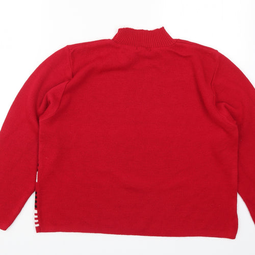 Vida Vi Womens Red Striped Knit Pullover Jumper Size L