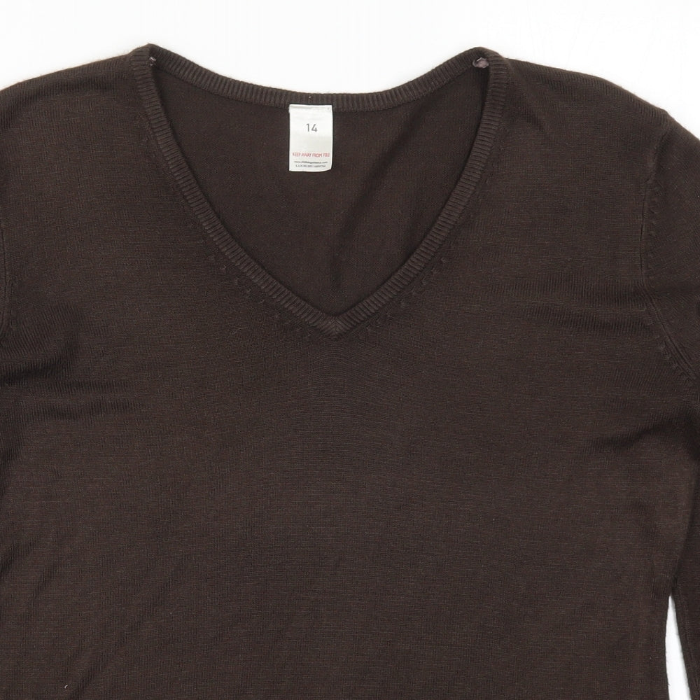 Preworn Womens Brown  Knit Pullover Jumper Size 14