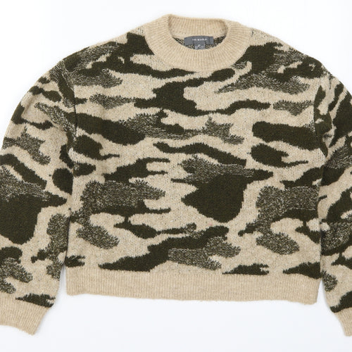 Primark Womens Green Camouflage Knit Pullover Jumper Size 6
