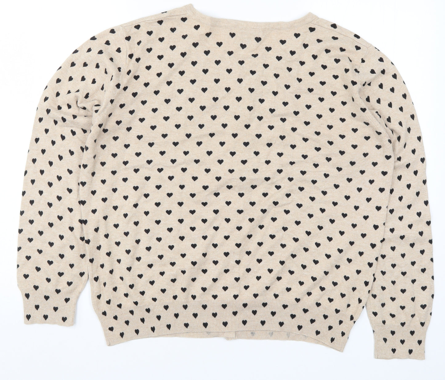 Atmosphere Womens Beige  Knit Cardigan Jumper Size 18  - Love Hearts