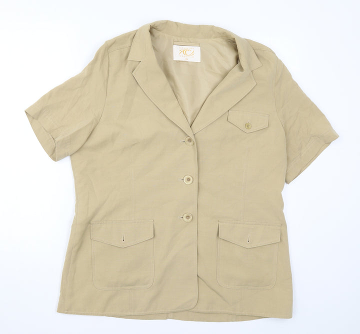 Country Casuals Womens Beige Basic Button-Up Size M