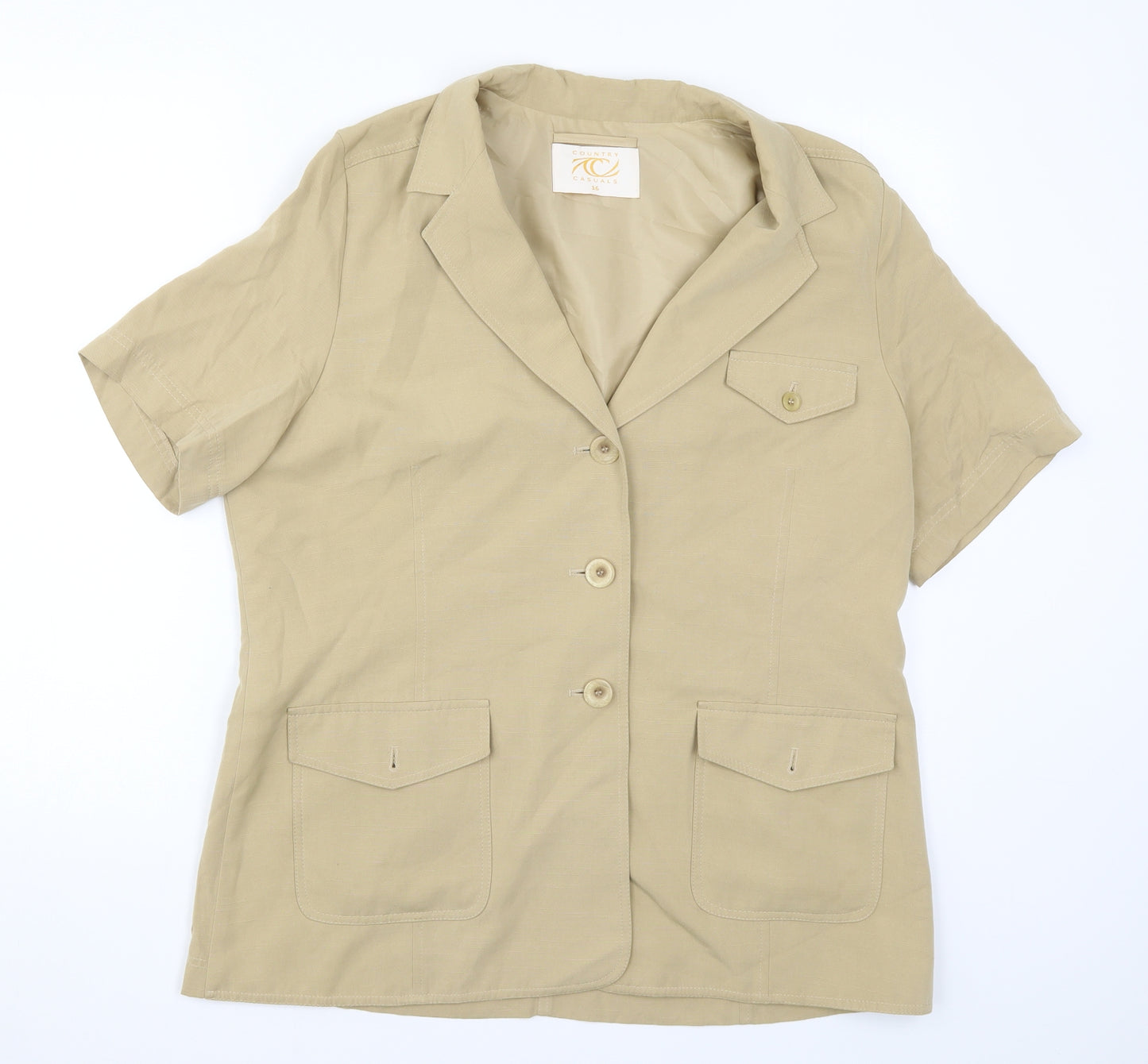 Country Casuals Womens Beige   Basic Button-Up Size M