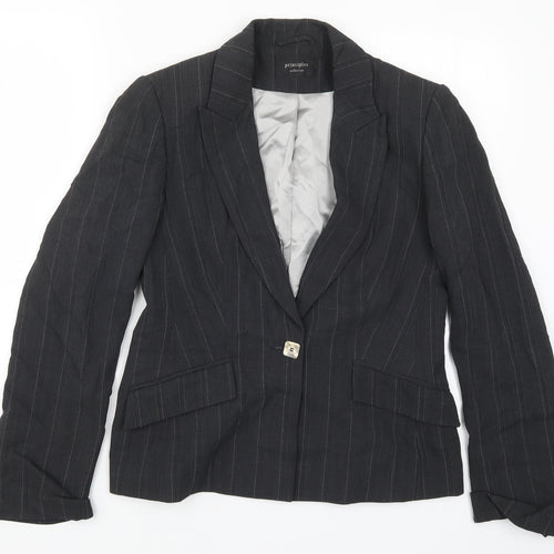 Principles Womens Grey Striped  Jacket Suit Jacket Size 10