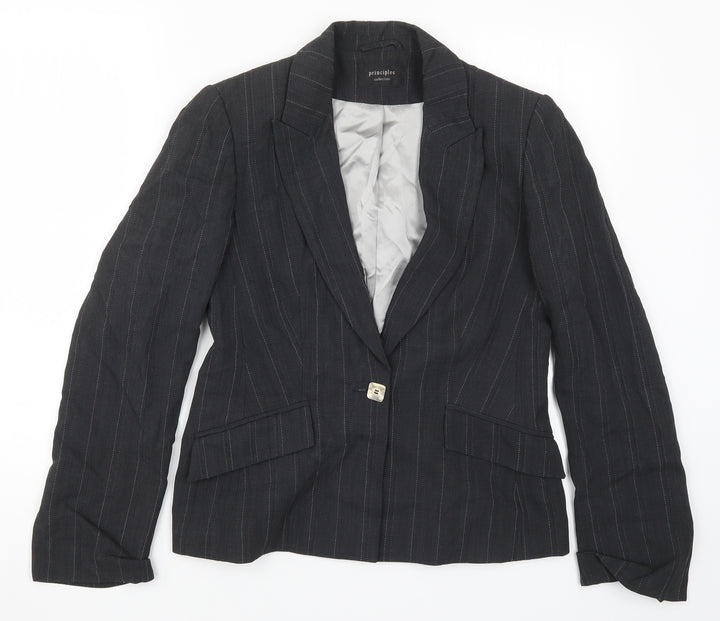 Principles Womens Grey Striped Jacket Suit Jacket Size 10