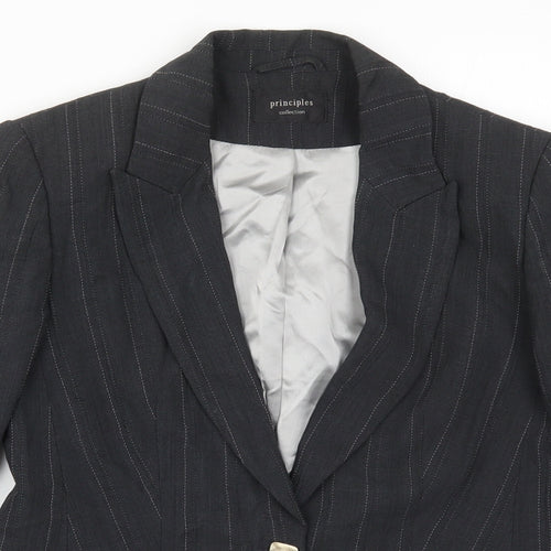 Principles Womens Grey Striped  Jacket Suit Jacket Size 10