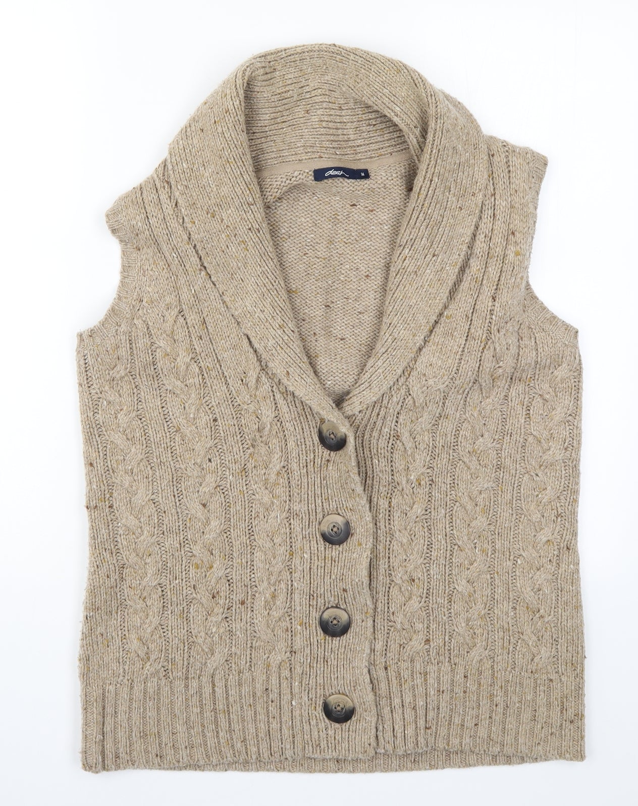 DASH Womens Beige  Knit Cardigan Jumper Size 14