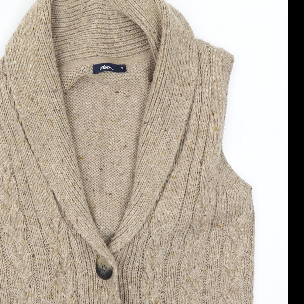 DASH Womens Beige  Knit Cardigan Jumper Size 14