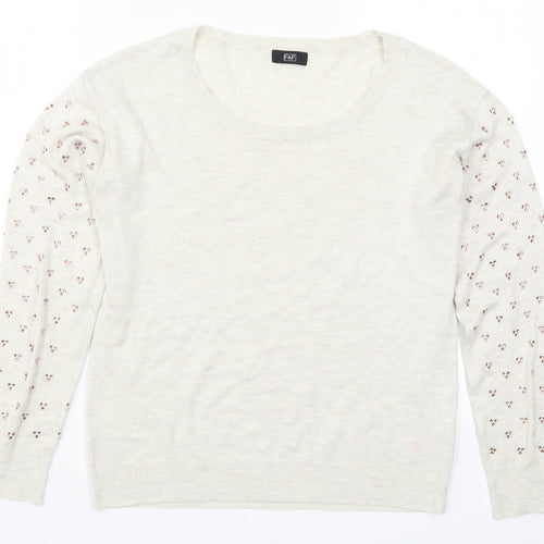 F&F Womens Beige  Knit Pullover Jumper Size 6