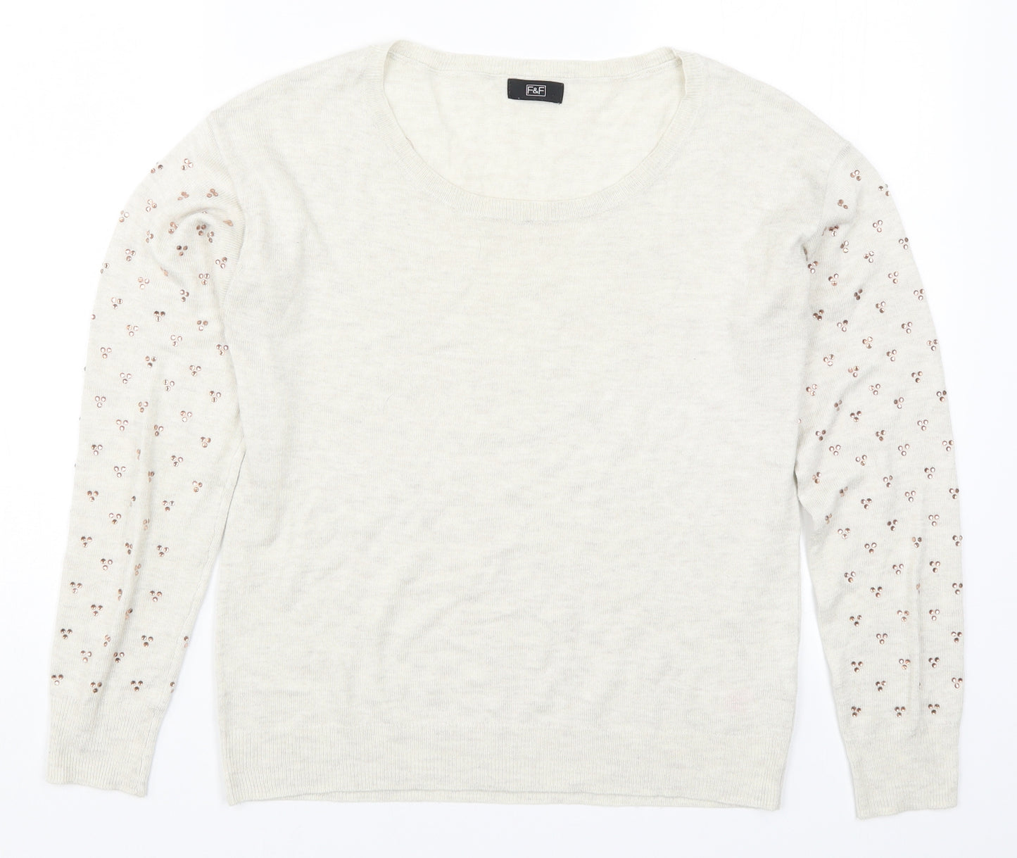 F&F Womens Beige  Knit Pullover Jumper Size 6