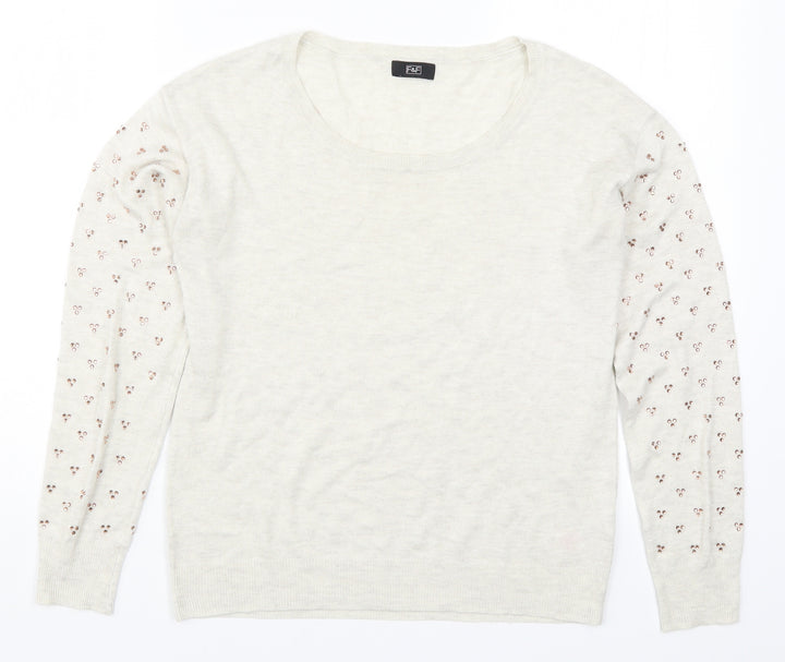 F&F Womens Beige  Knit Pullover Jumper Size 6