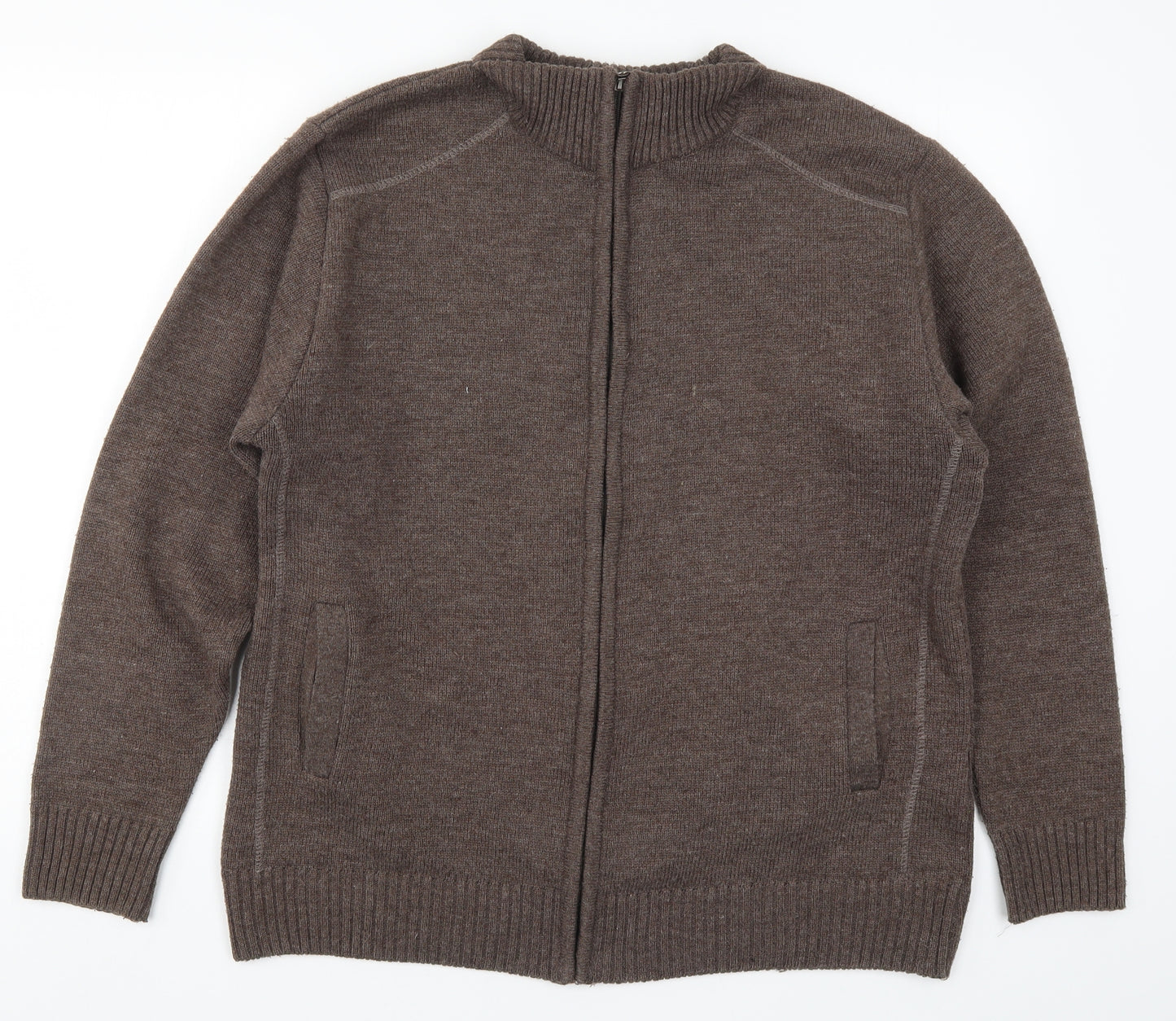 Cavallio Mens Brown  Knit Full Zip Jumper Size L
