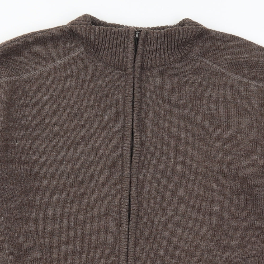 Cavallio Mens Brown  Knit Full Zip Jumper Size L