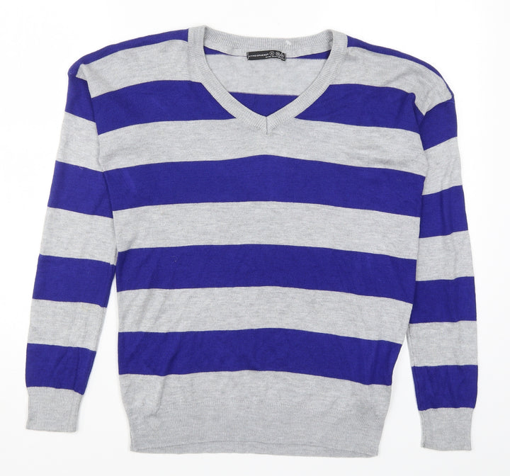 Atmosphere Womens Blue Striped Knit Pullover Jumper Size 8