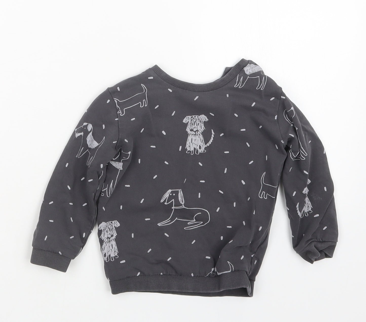 Marks and Spencer Girls Grey Geometric  Pullover Jumper Size 18-24 Months